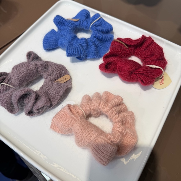 秋冬毛线蝴蝶结大肠发圈简约韩系甜美气质百搭发饰