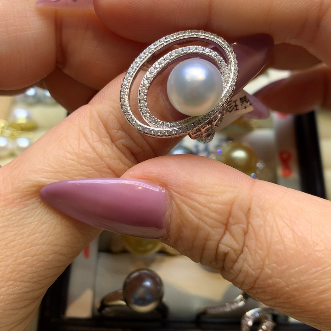 银S925镶嵌戒指海水珍珠