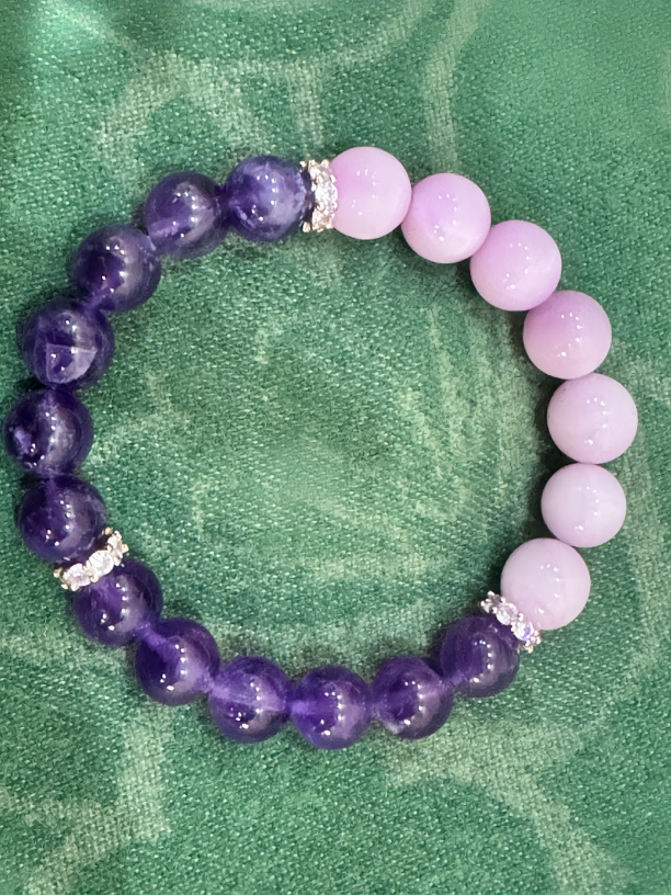 非金属仿水晶手链 非金属水晶紫灵灰双色设计