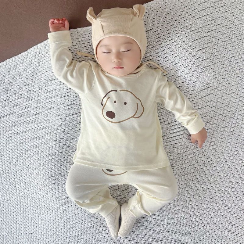 肩扣宝宝秋衣秋裤套装高腰按扣裆大PP裤春秋纯棉内衣男女婴儿睡衣