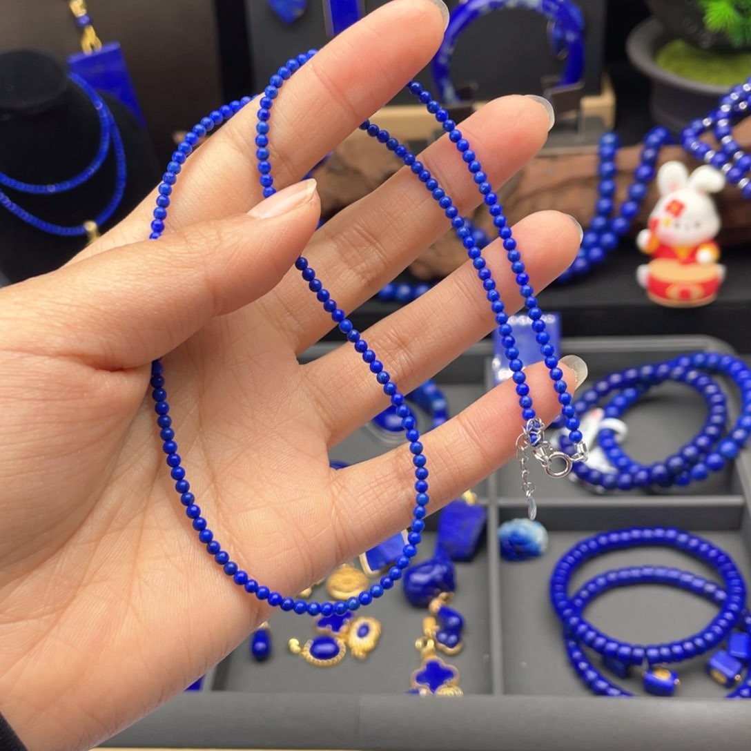 银S925镶嵌青金石项链2+