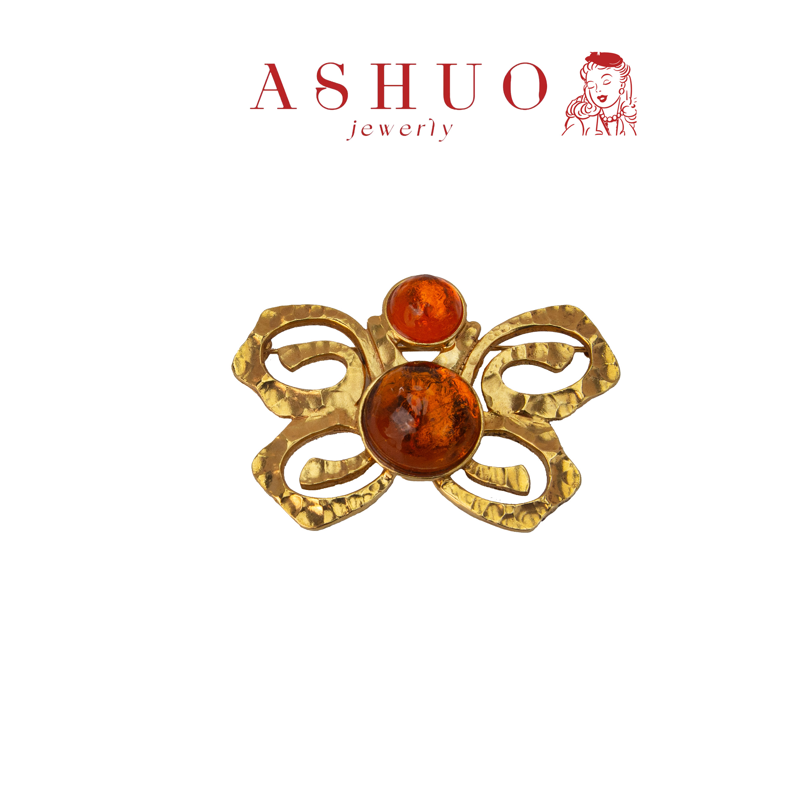 铜合金胸针 阿烁中古as10233