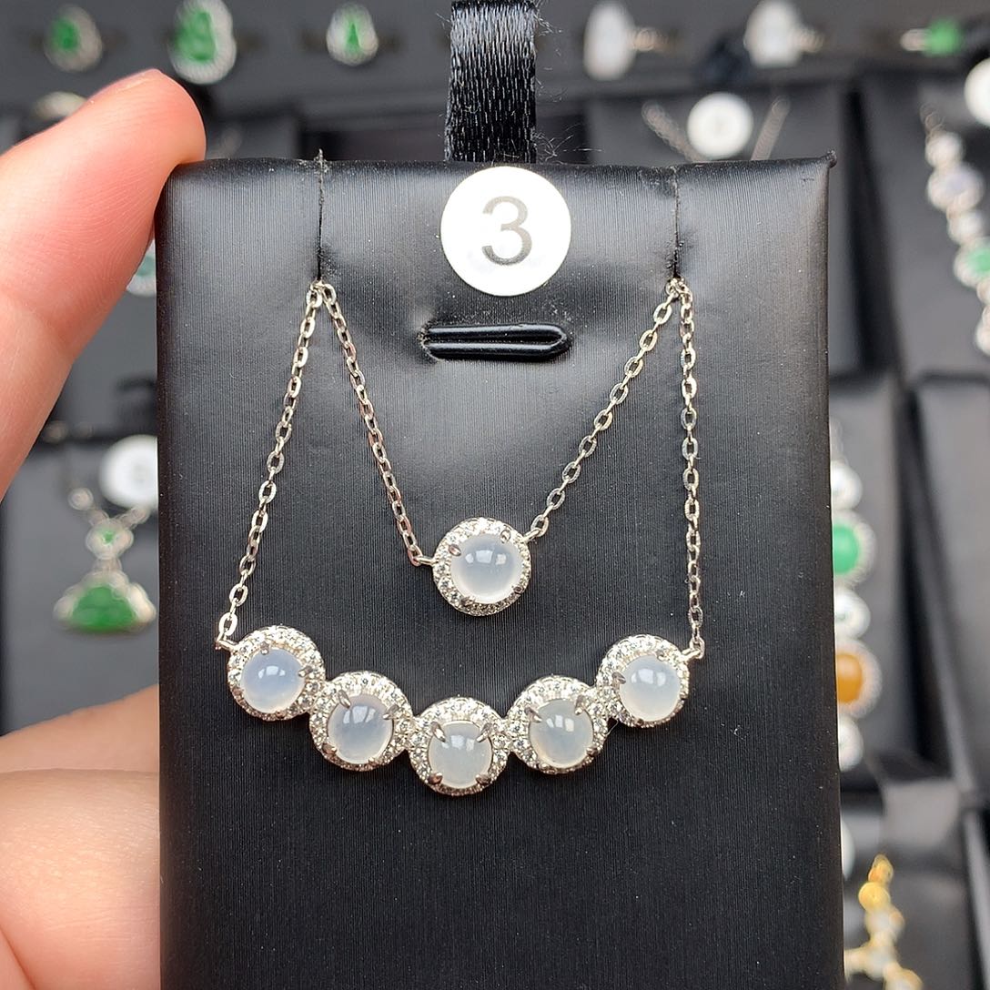 翡翠颈饰银S925镶嵌项链925