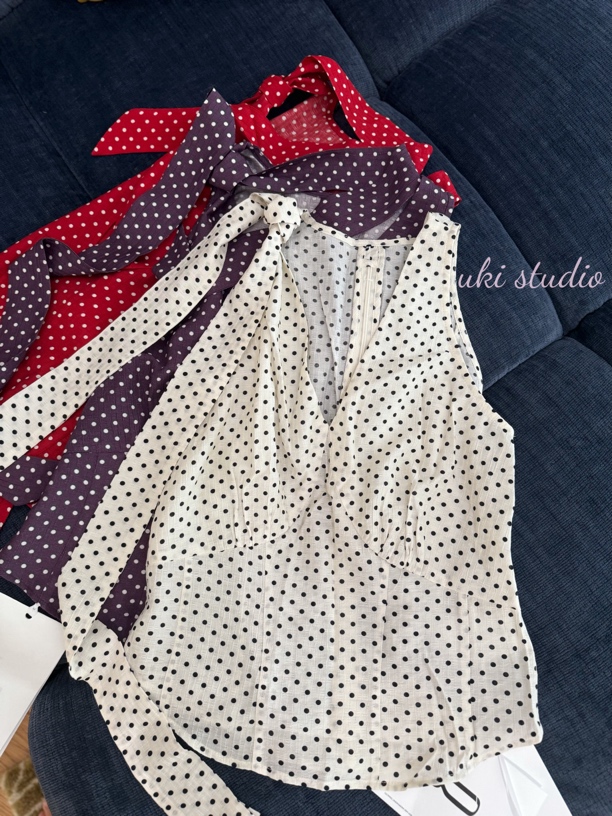 uki studio｜时尚轮回 法式波点上衣 不易皱