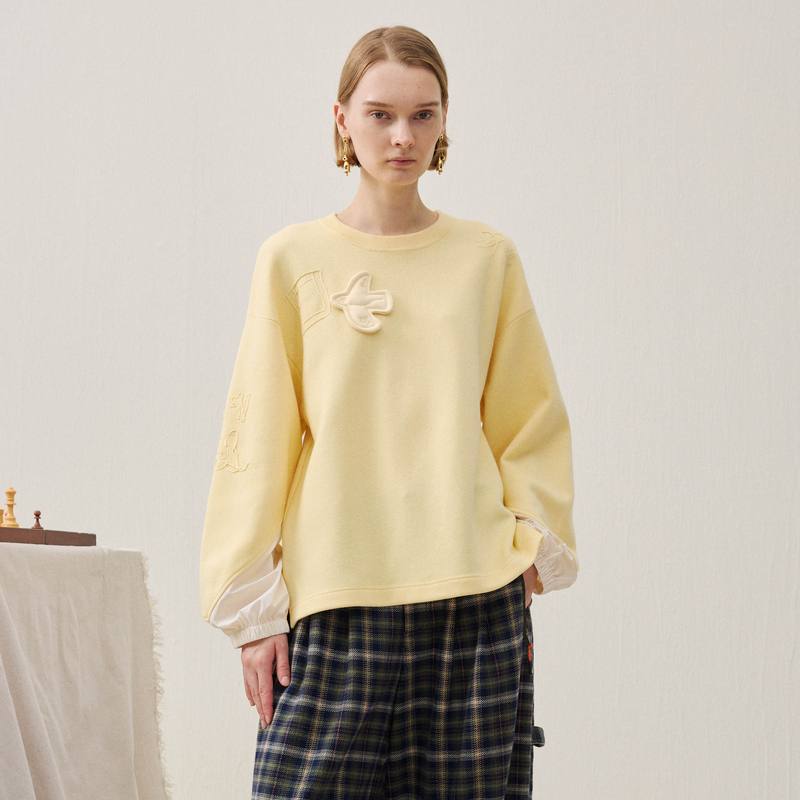 谜底套头针织衫长袖2025年冬季新品立体绣花小鸟设计女254MZ1883