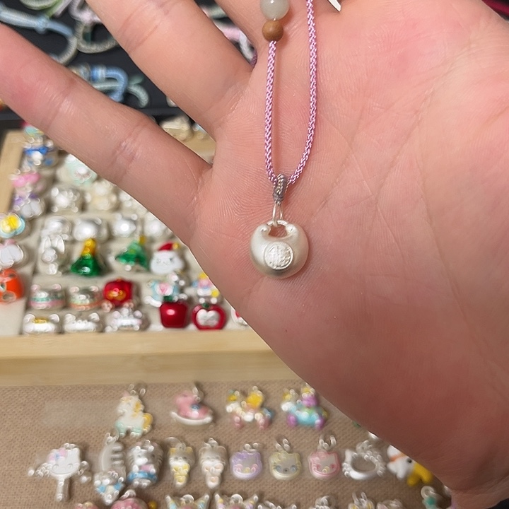足银布艺（特价）小福袋项链孤品