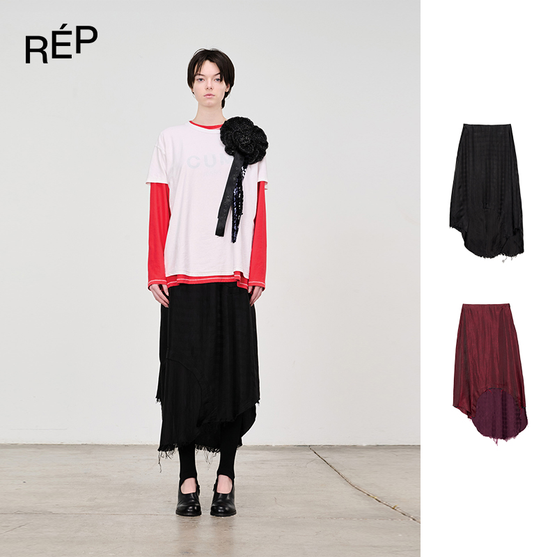 REP-EDWARD CUMING设计师品牌黑色/紫色不规则长裙 25FW新款