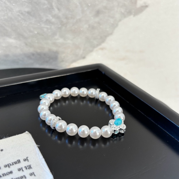 铜合金仿珍珠手链 蓝花zz手链SL2002