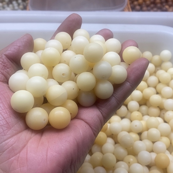 吊坠白玉菩提14奶黄圆珠60颗