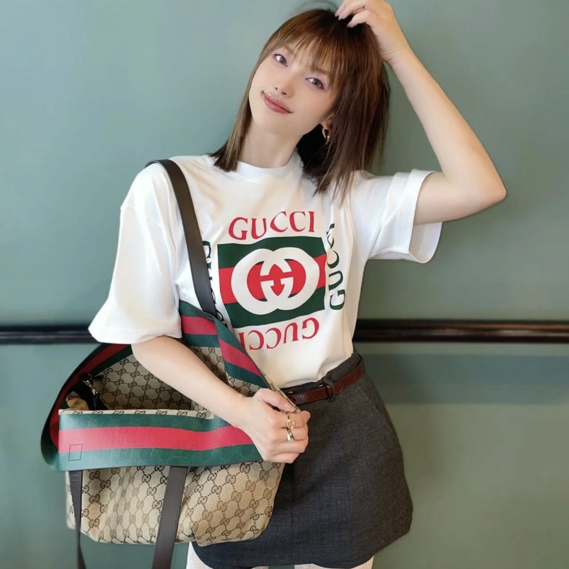 未使用 GUCCI/古驰 红绿字母logo印花圆领短袖剪标