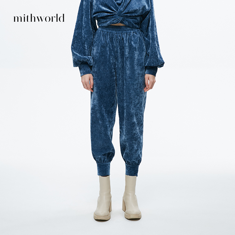 mithworld/沵媞甜酷女亲肤条绒线条休闲哈伦卫裤长W1CFT9600L9A