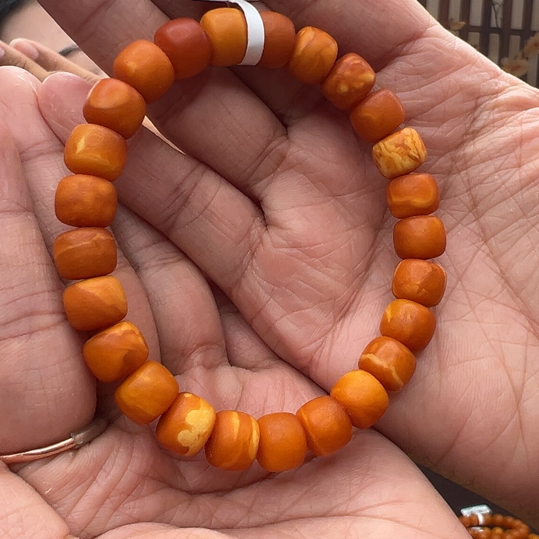 裸石琥珀未镶嵌钓***马橘皮手串9mm