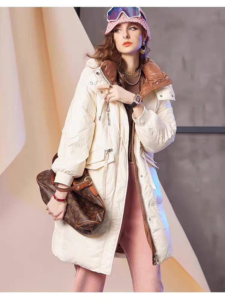 600-799孤品捡漏小个子连帽保暖薄款长款白鸭绒女韩版女士宽松