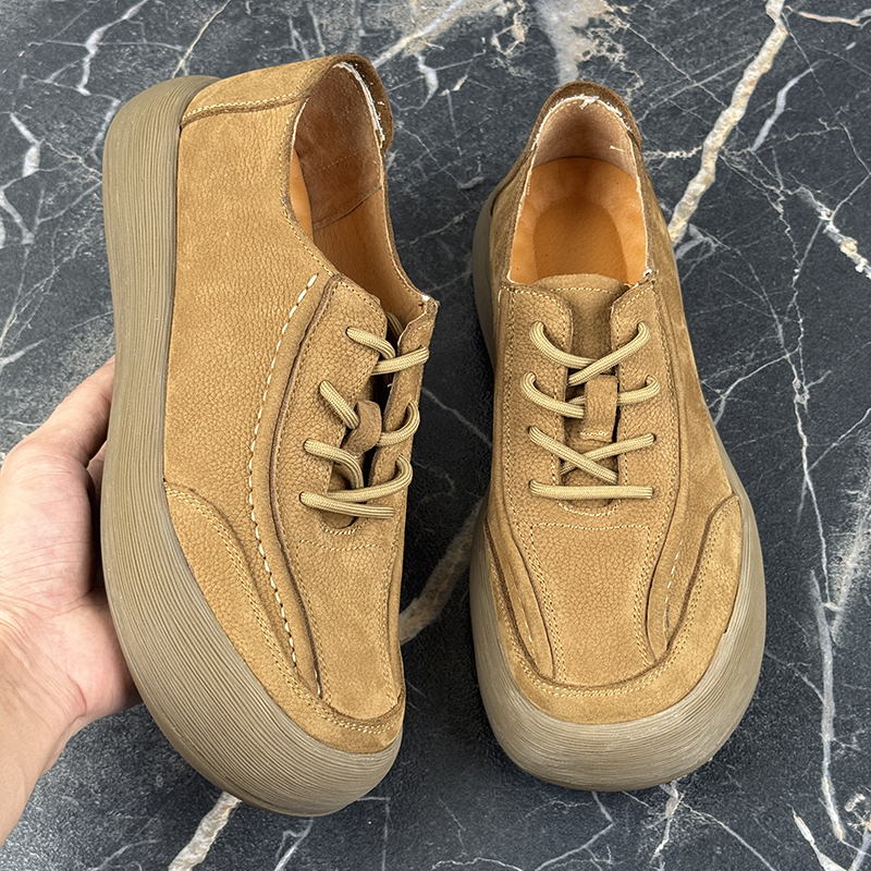 工装鞋2025秋季新款男士大头鞋宽松复古头层牛皮软底防滑耐磨皮鞋