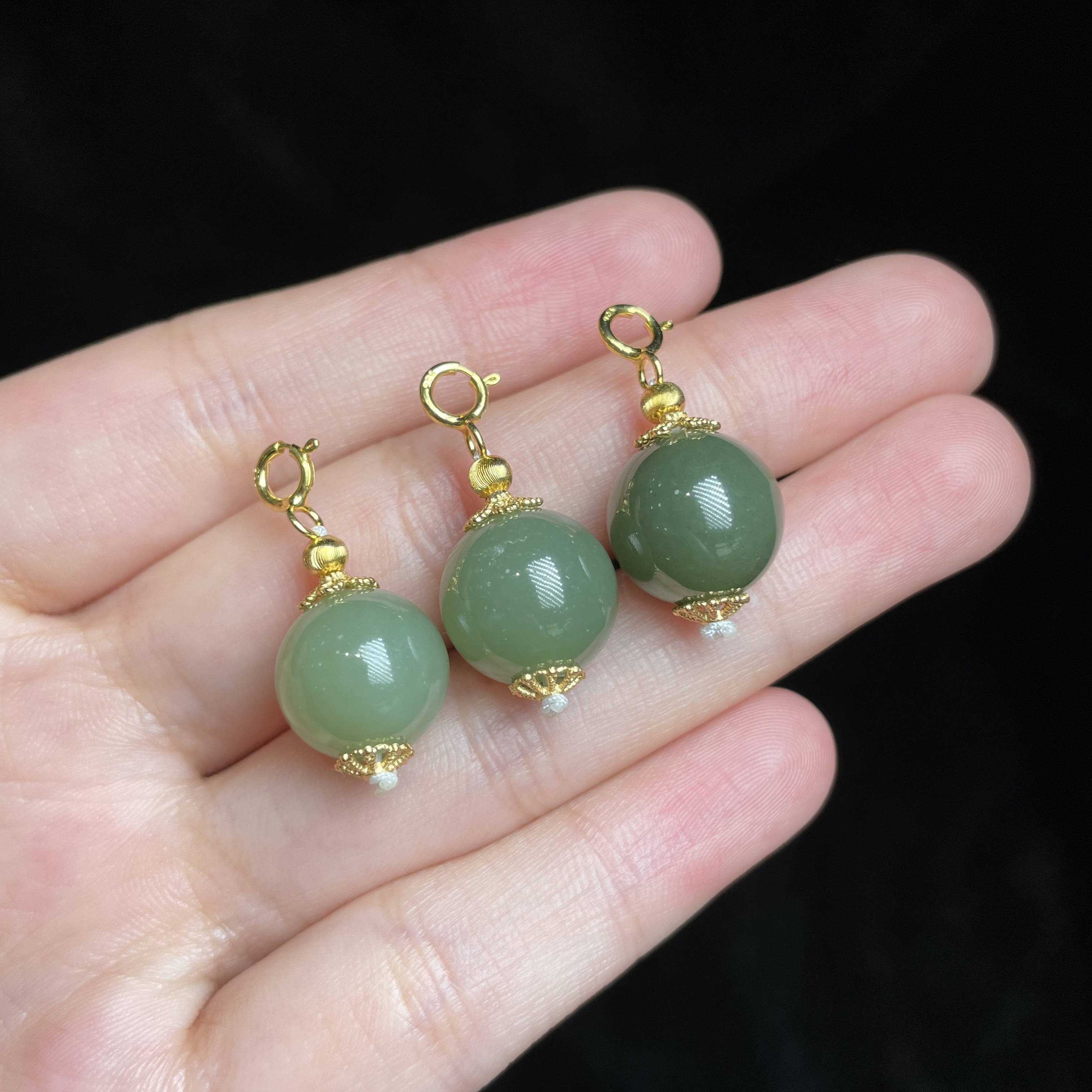 【玉总专属】925银和田玉圆珠万能扣吊坠多样性发一B040313