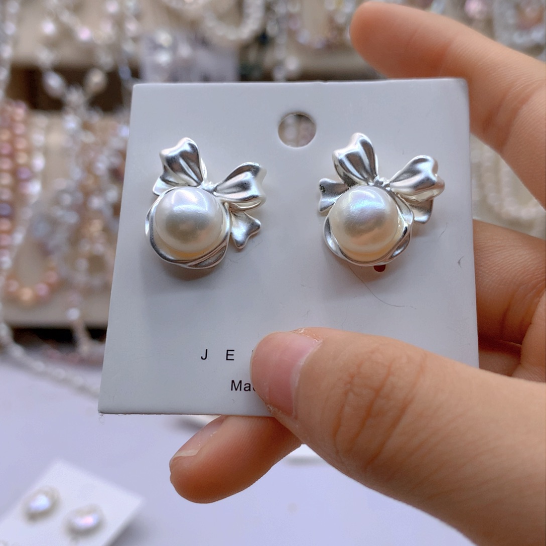 淡水珍珠耳饰银S925镶嵌