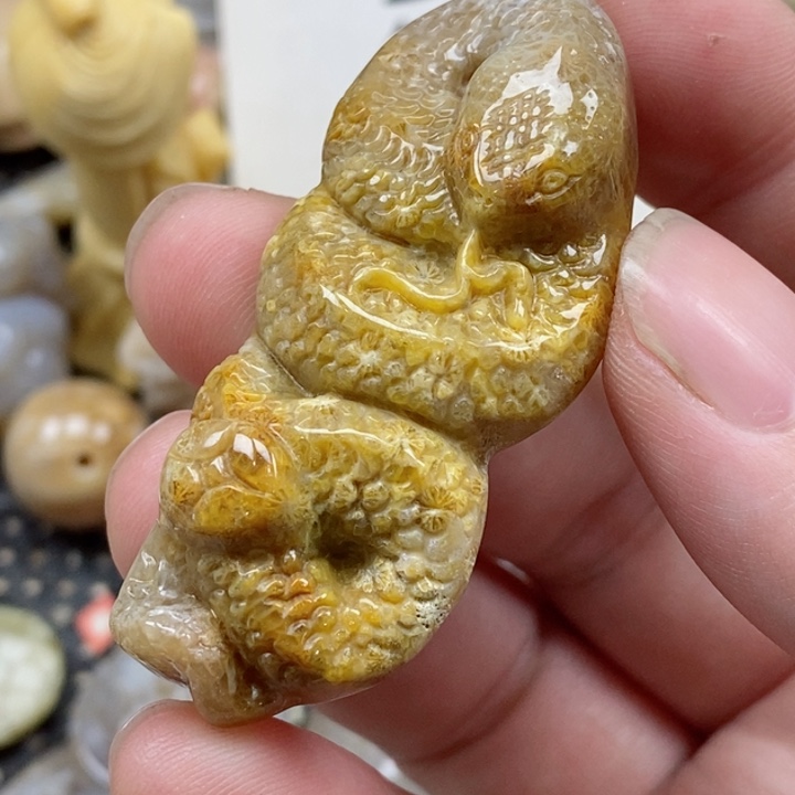 颈饰未镶嵌硅化珊瑚（珊瑚玉）有瑕