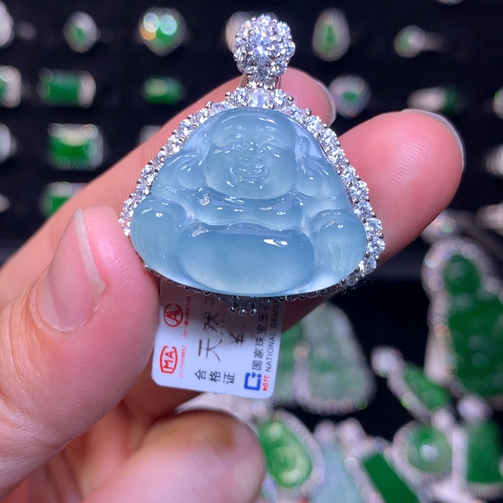 【闪购商品】翡翠吊坠(不含链)银S925镶嵌天然翡翠