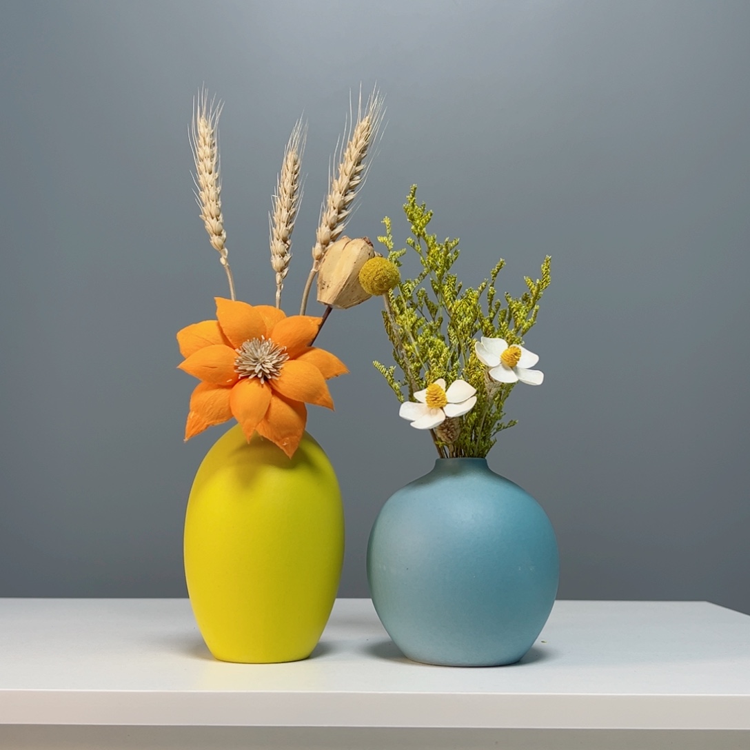 摆件景德镇手作陶瓷花瓶摆件无孔