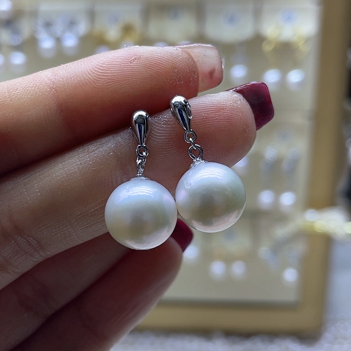 淡水珍珠耳饰银S925镶嵌