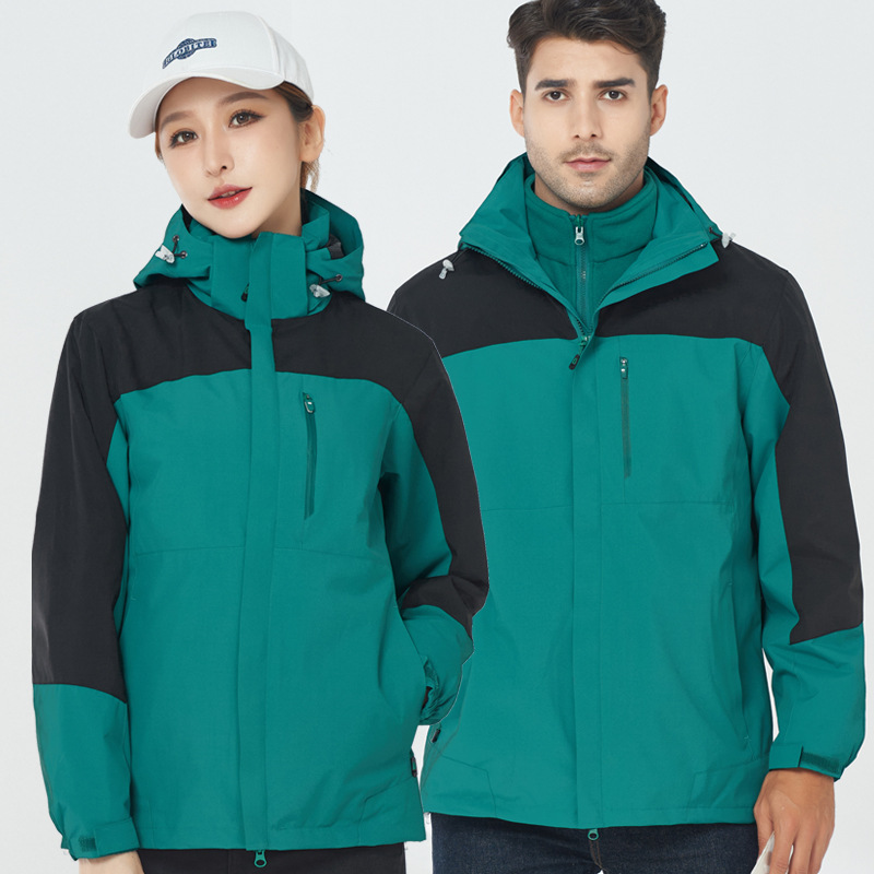 秋冬季冲锋外套衣男女款可拆卸两件套三合一防风防水登山服工作服