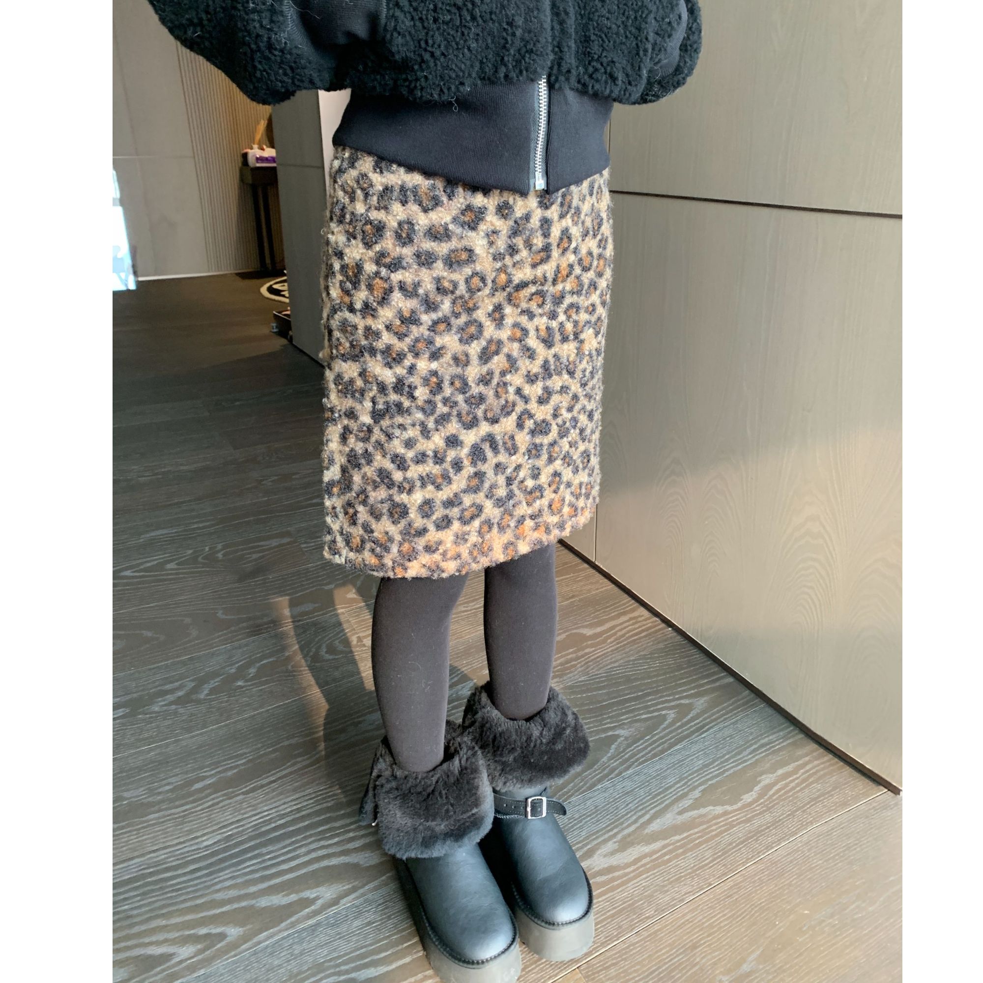 媛媛 【豹纹野趣】秋冬豹纹百搭时尚半身裙#Q1386