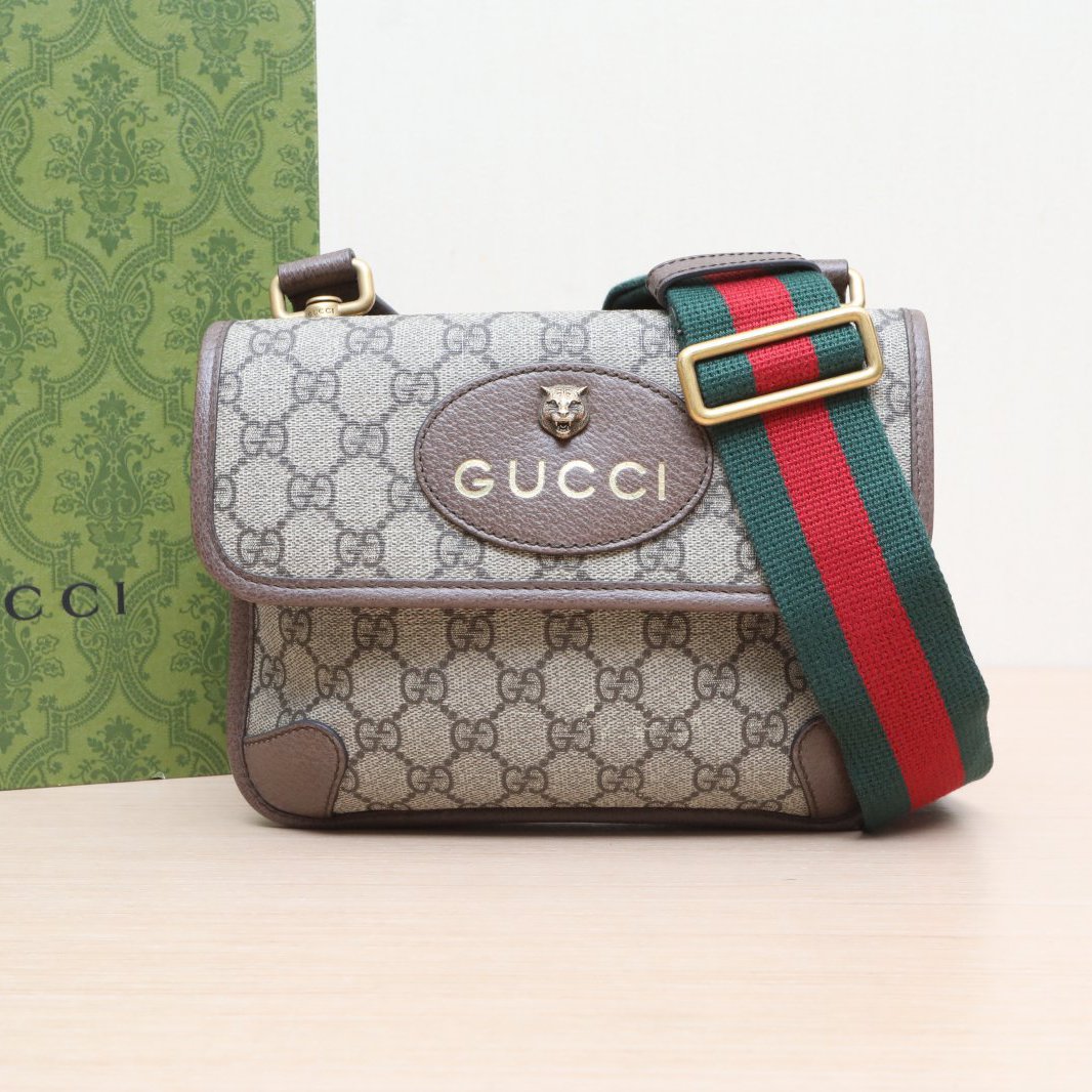 95新 GUCCI/古驰 虎头 双面 翻盖腰包 小号 斜挎包 P205226581