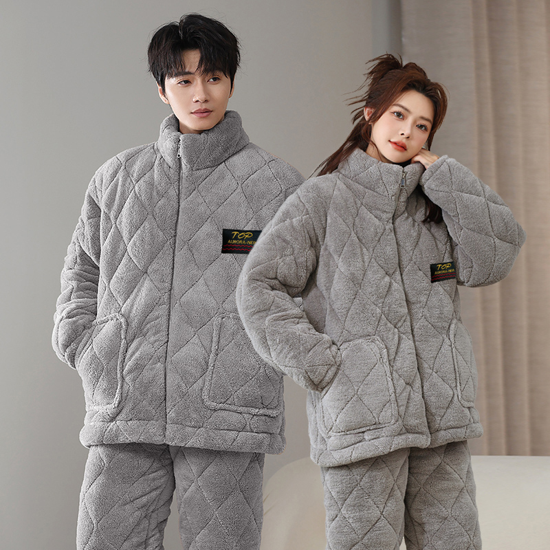 【雪花绒】睡衣加厚三夹棉冬季套装两件套家居服棉袄宽松高品质