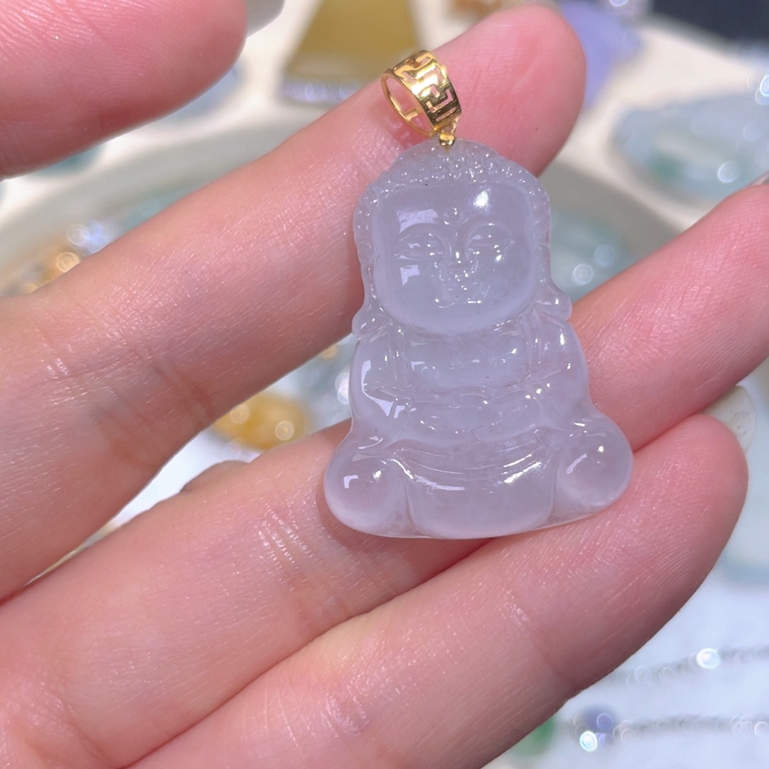 颈饰18K金镶嵌翡翠翡翠
