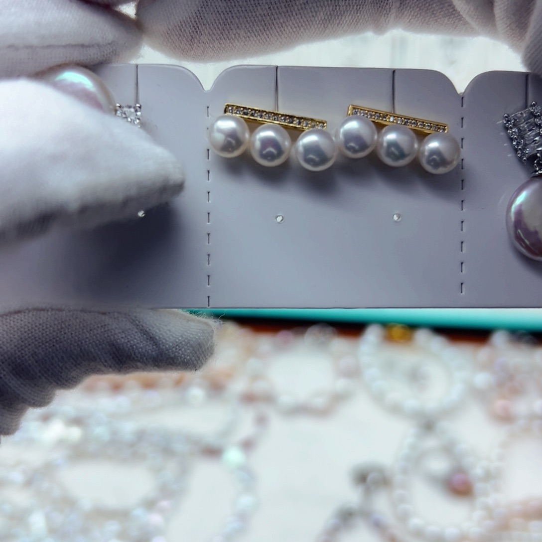 淡水珍珠耳钉合金