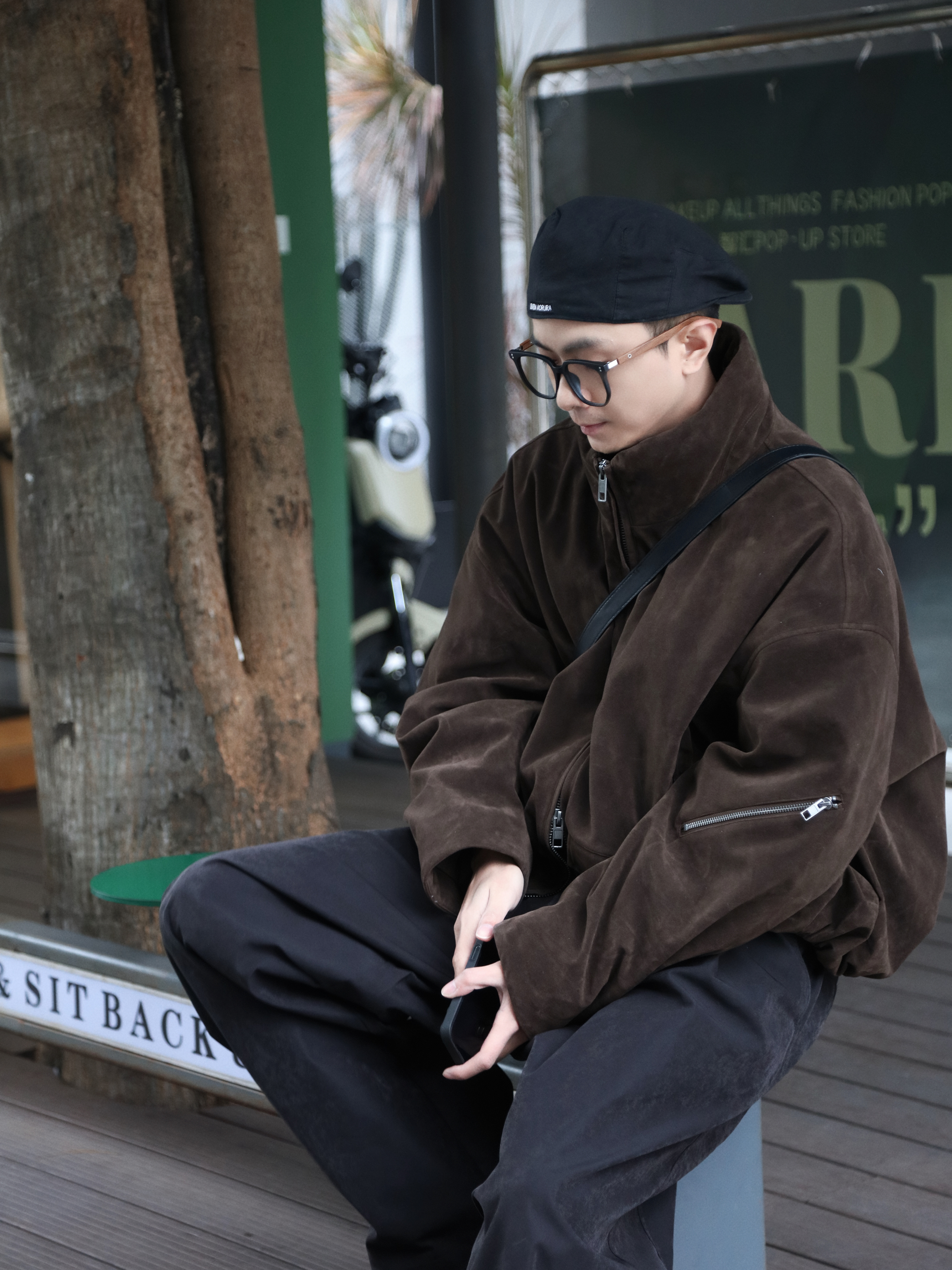 I&TTREND 工装立领复古港风百搭拼接PU 羽绒服冬季