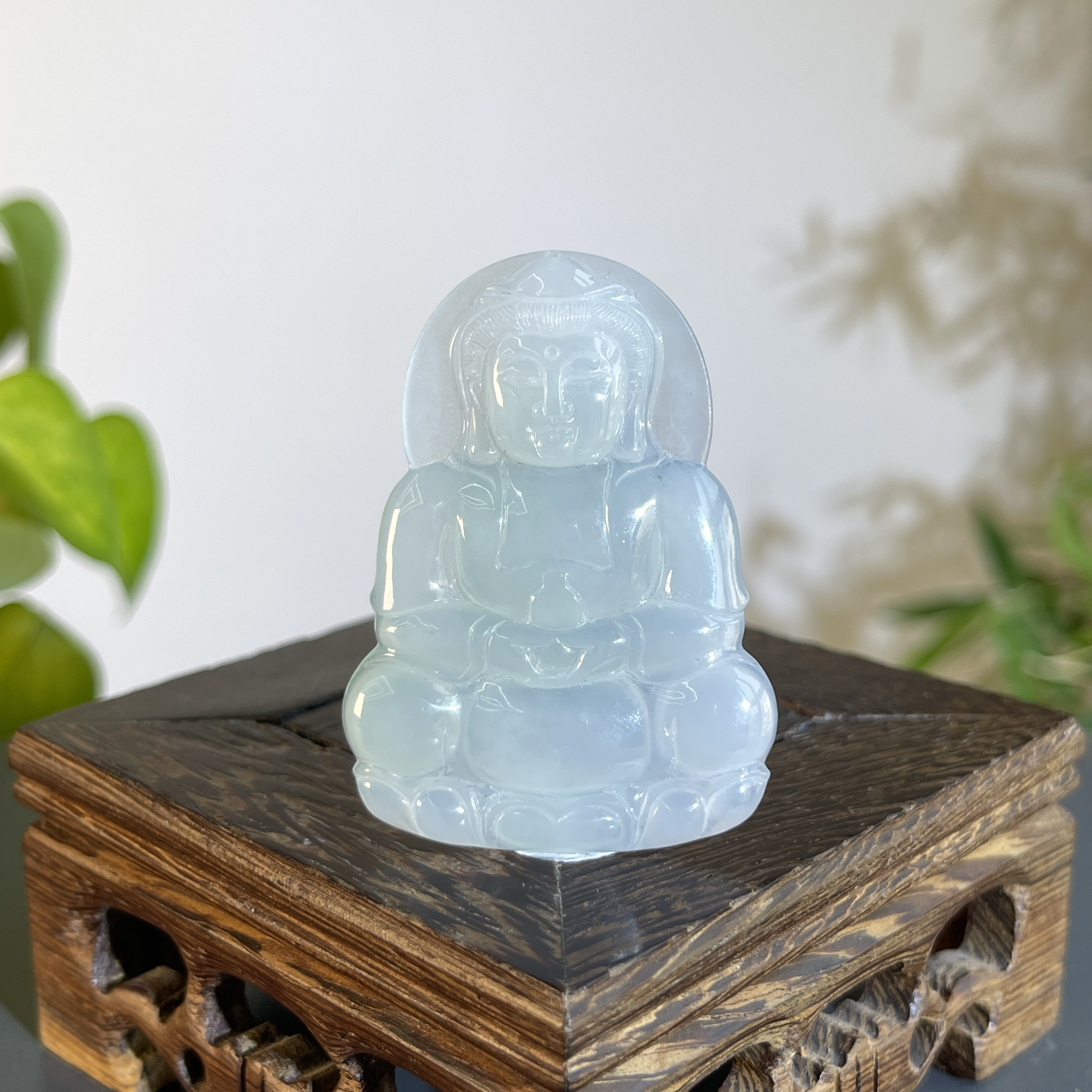 JXA17-100 天然缅甸A货翡翠 正装观音