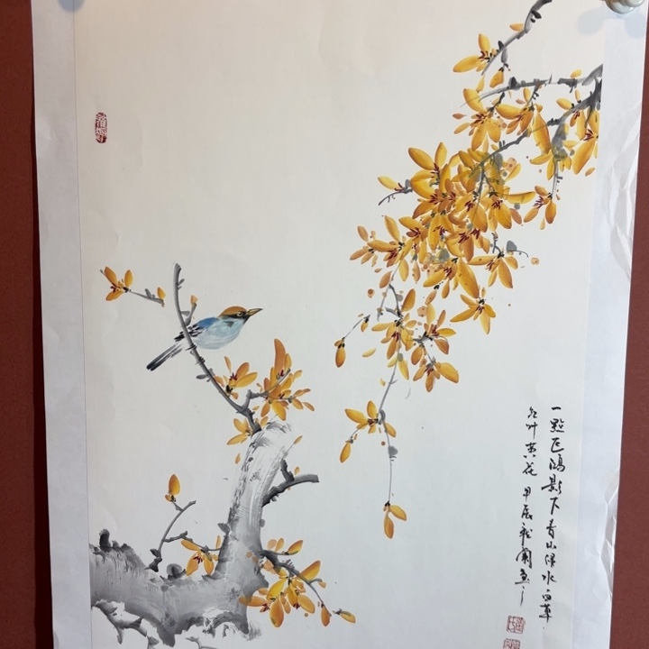 国画听兰老师花鸟