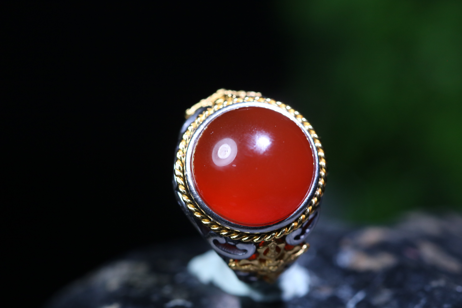 保山高冰红男款戒指