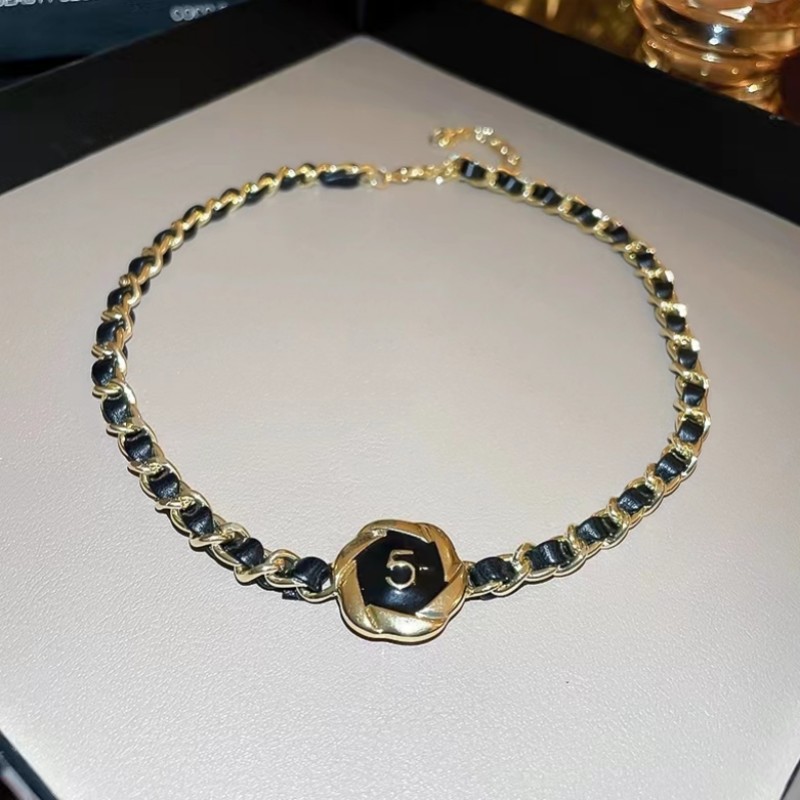 甜美小香风数字皮革链条项链轻奢贵气高档气质潮流饰品