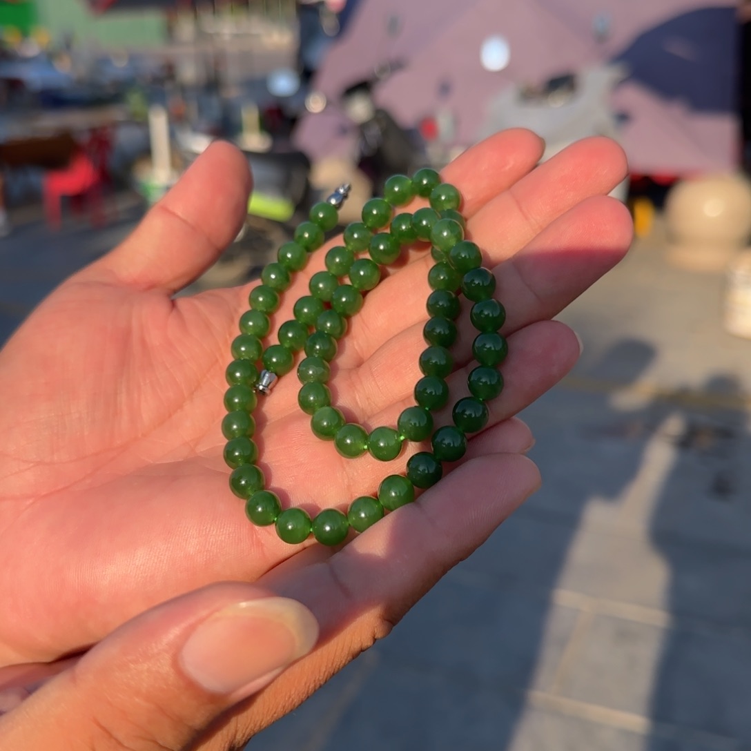 和田玉未镶嵌颈饰俄碧纯净牌阳线卡8