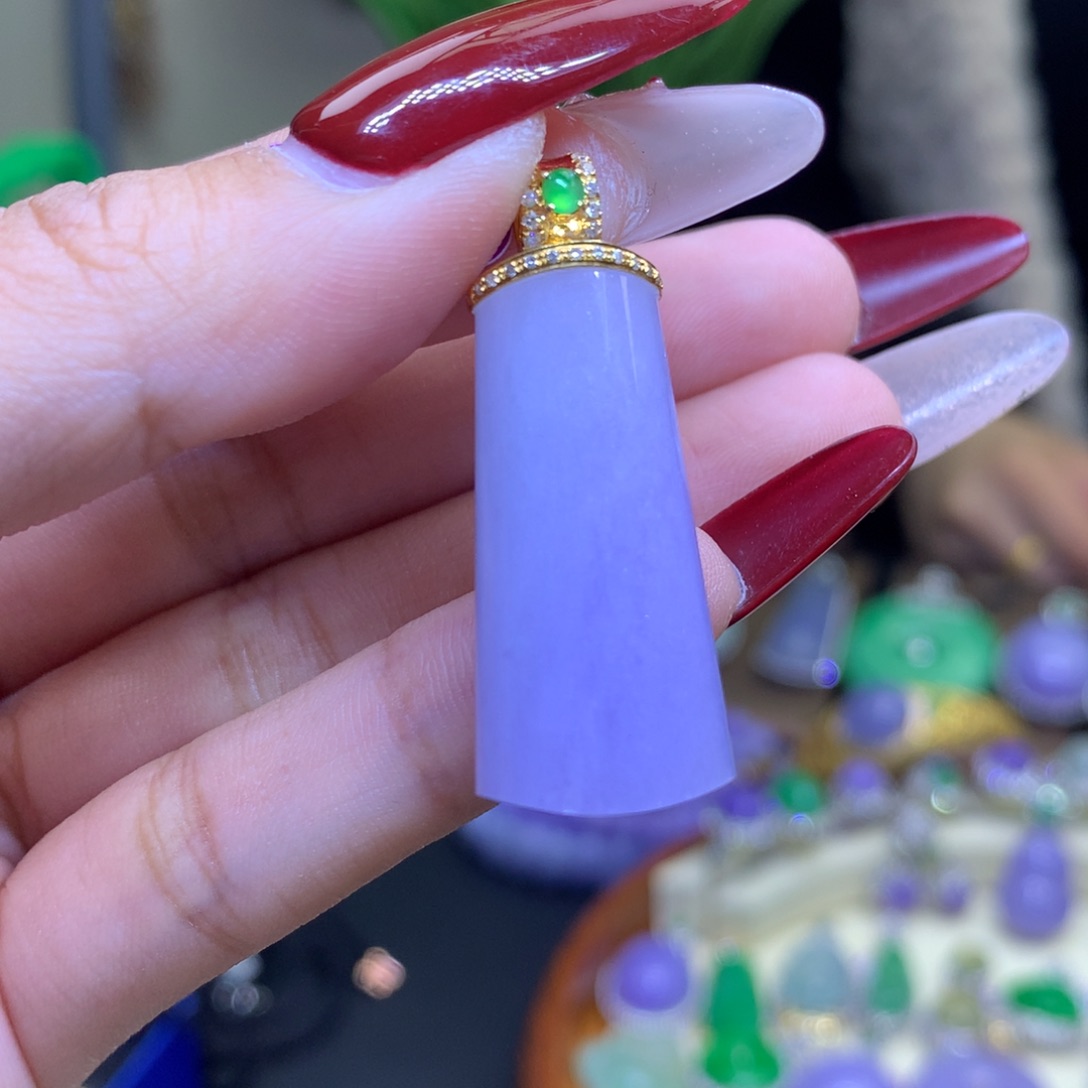 翡翠颈饰18K金镶嵌天然