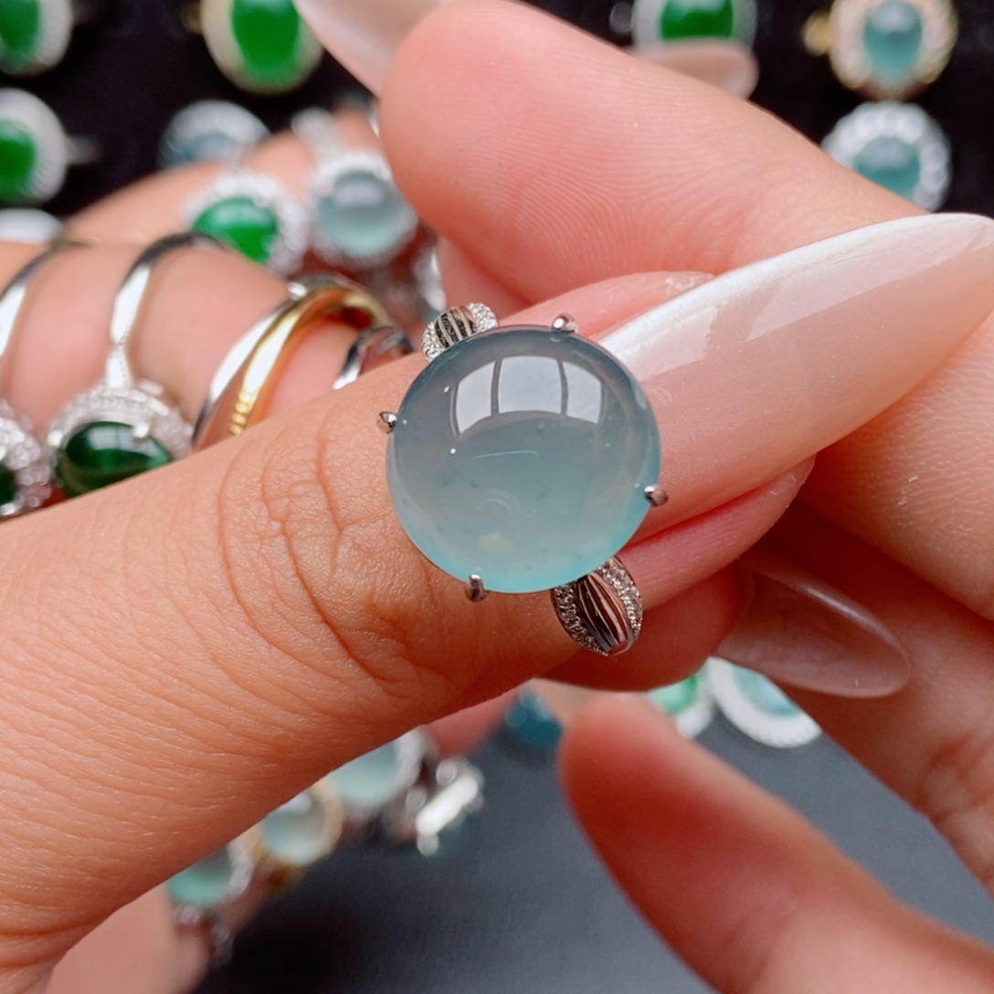 翡翠戒指银S925镶嵌4247