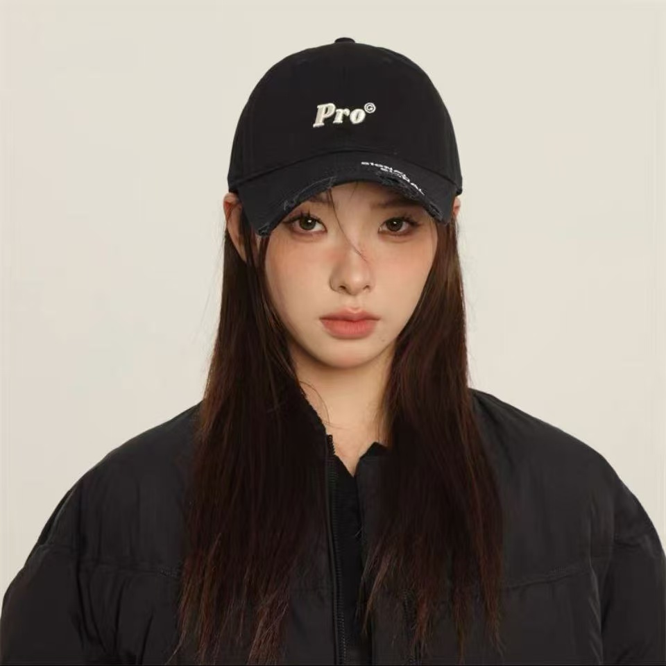 韩版Pro做旧破洞棒球帽男女时尚潮牌立体字母鸭舌帽