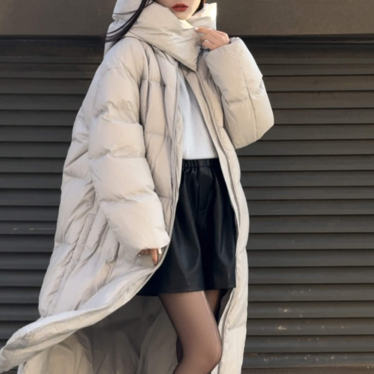 易缔媤韩版宽松连帽中长款保暖冬季羽绒服43196