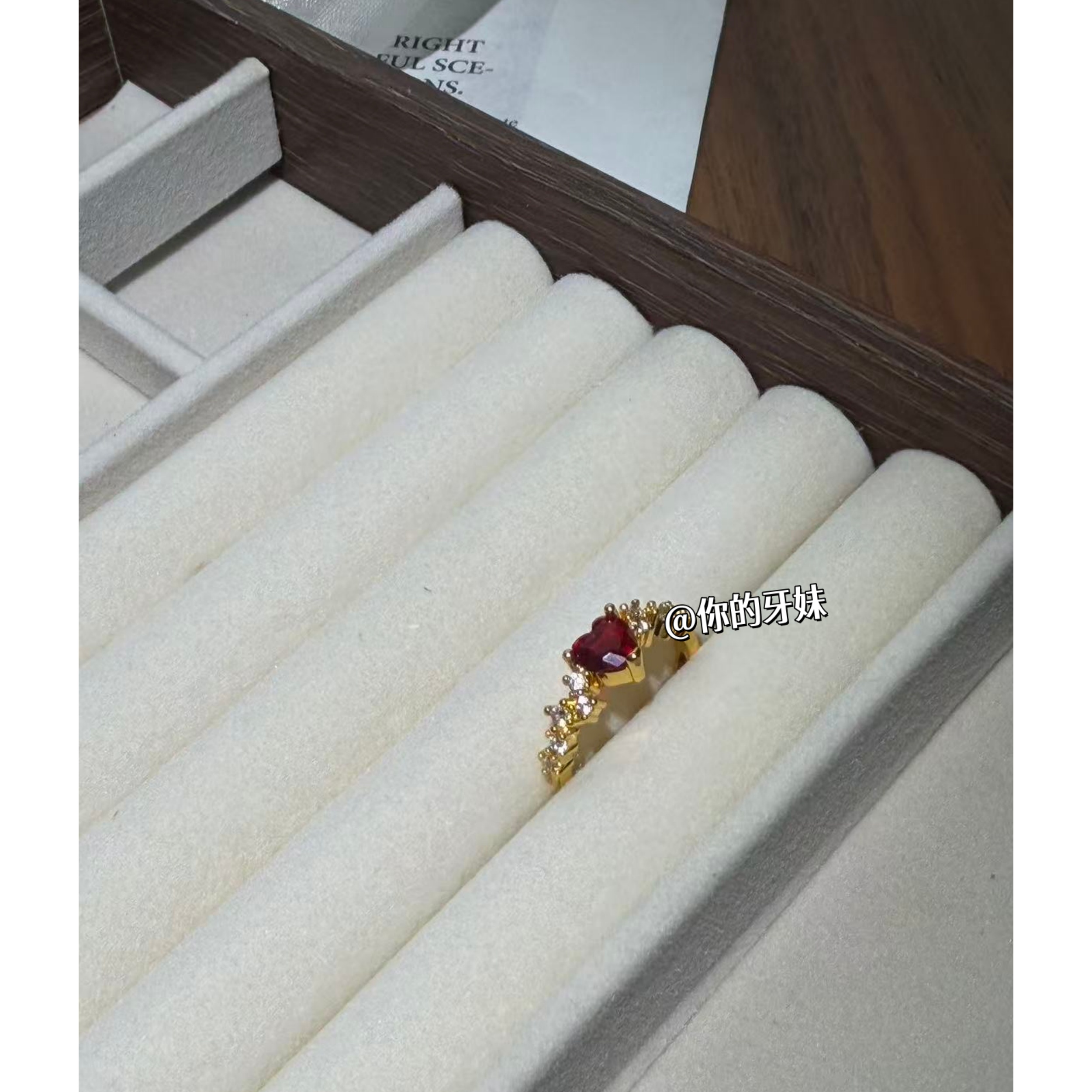 合金戒指 爱心红锆戒指JZ106时尚气质可爱百搭手工