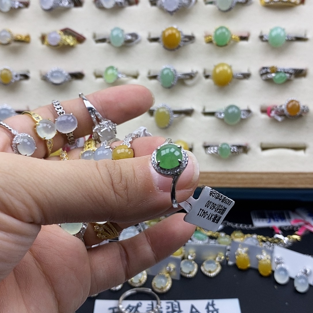 翡翠银S925镶嵌戒指