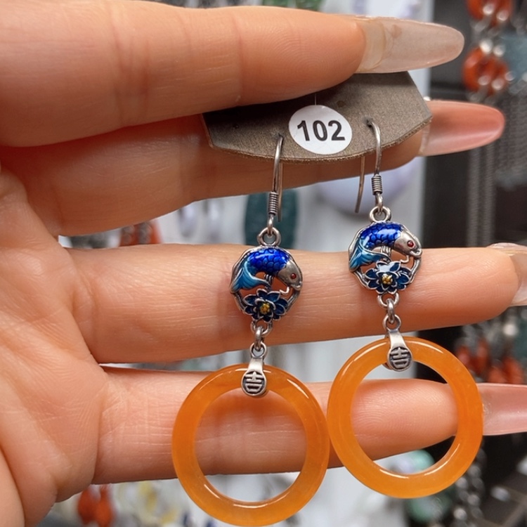 【闪购商品】翡翠耳饰银S925镶嵌优化耳饰