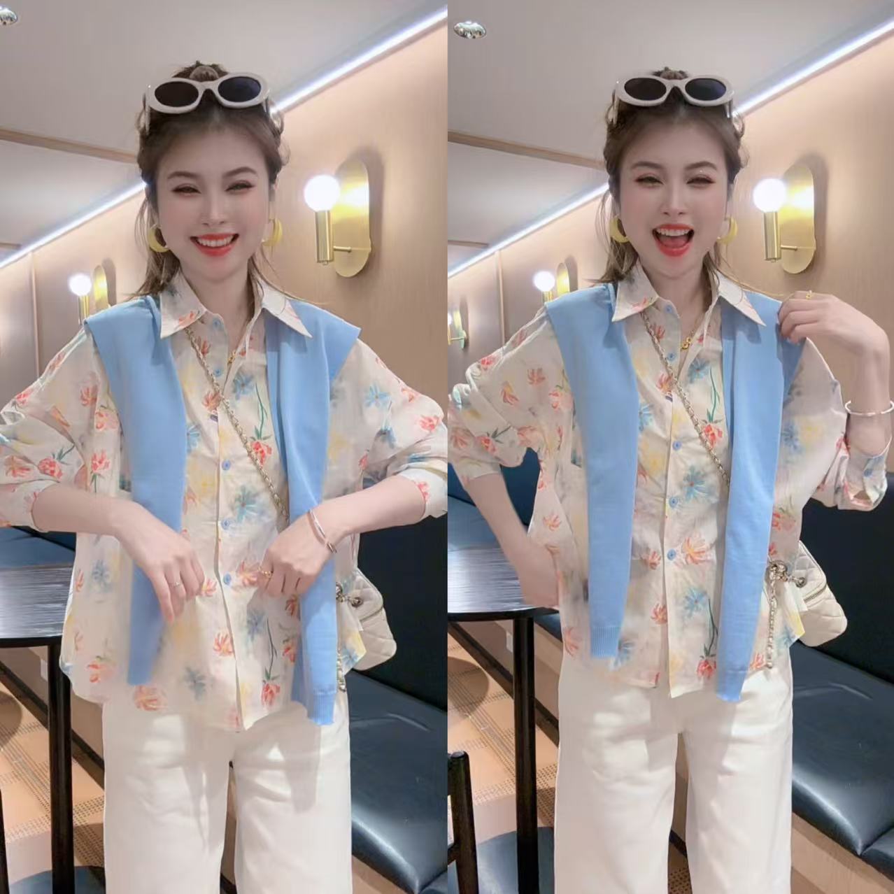 【月月专享】明媚少女&复古设计感蝴蝶衬衣+披肩上衣XXJ-Z00393