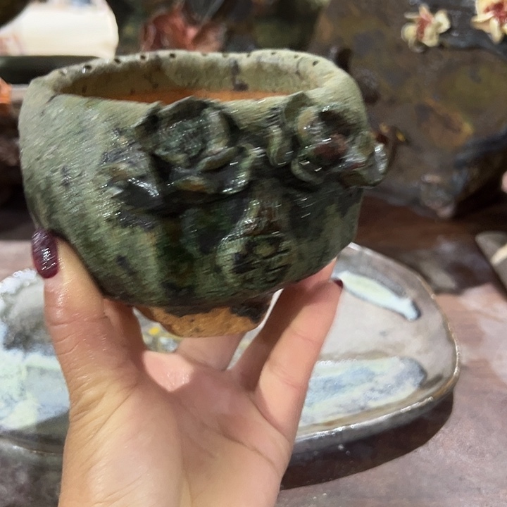手工粗陶高温花盆
