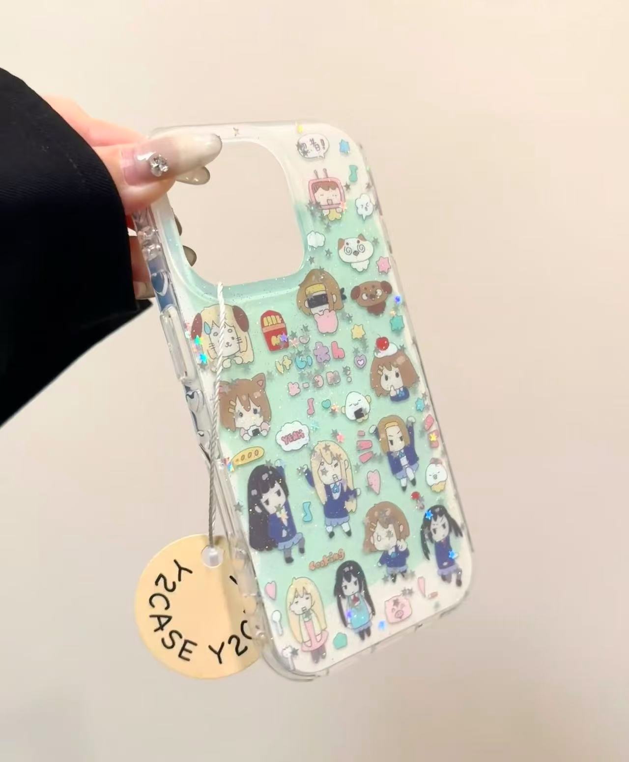  韩系细闪薄荷绿轻音少女链条适用苹果16promax手机壳15iphone14p