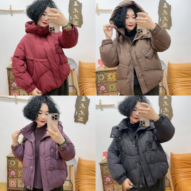 8872#可拆卸帽保暖羽绒服「衣长约65cm」