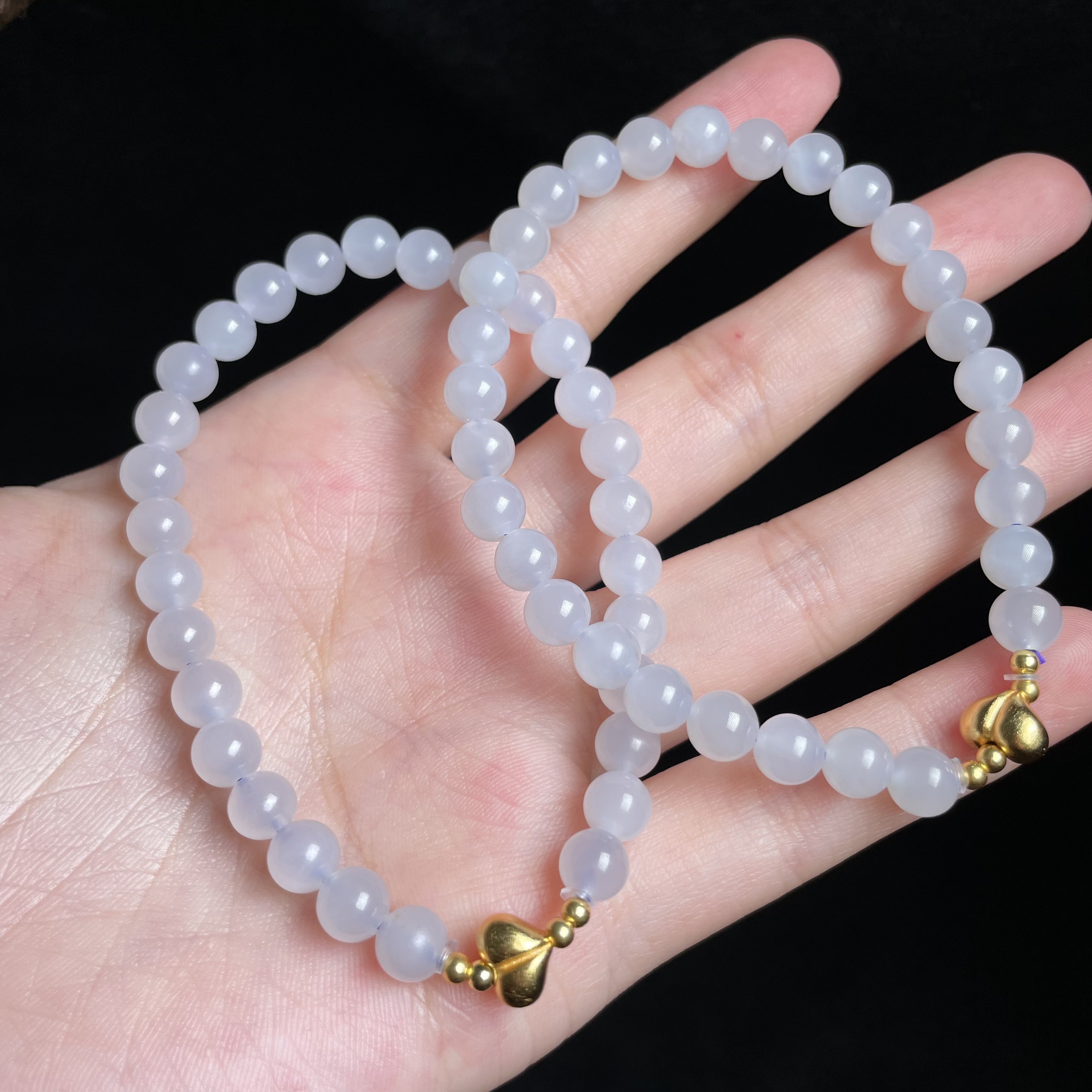 L【玉总珠宝】925银和田玉爱心手串七夕礼物多样性发一CAN1420565