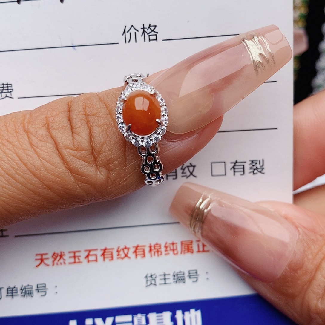 翡翠戒指银S925镶嵌戒指