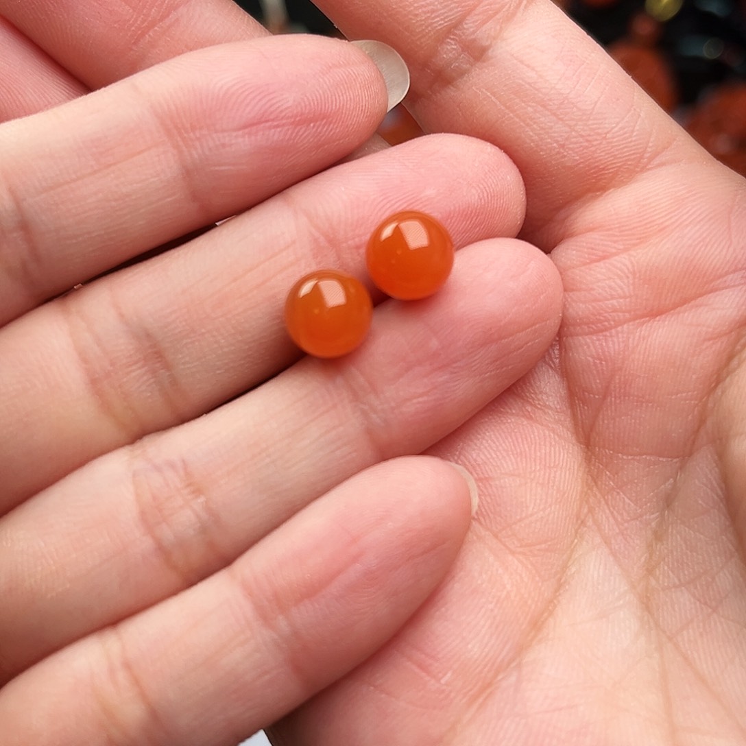 南红玛瑙珠宝奇石银S925镶嵌奥****龙耳饰